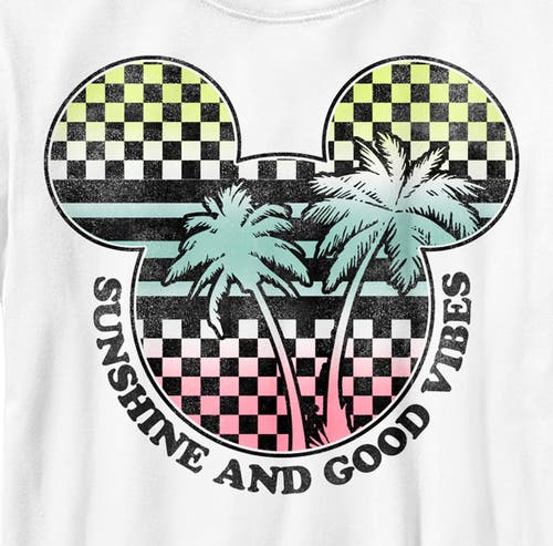 Mickey & Friends Boy's Checkered Sunshine And Good Vibes Graphic T-shirt In White