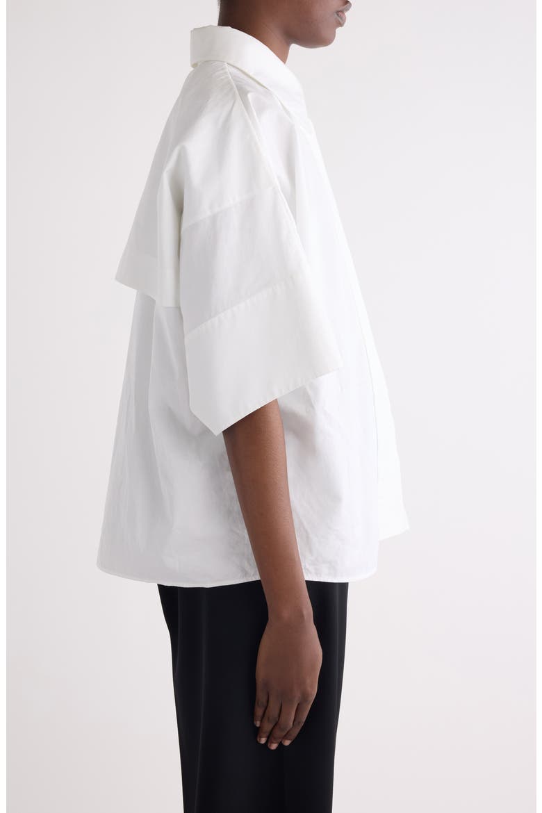 Oversize Short Sleeve Cotton Poplin Button-Up Shirt, Alternate, color, WHITE