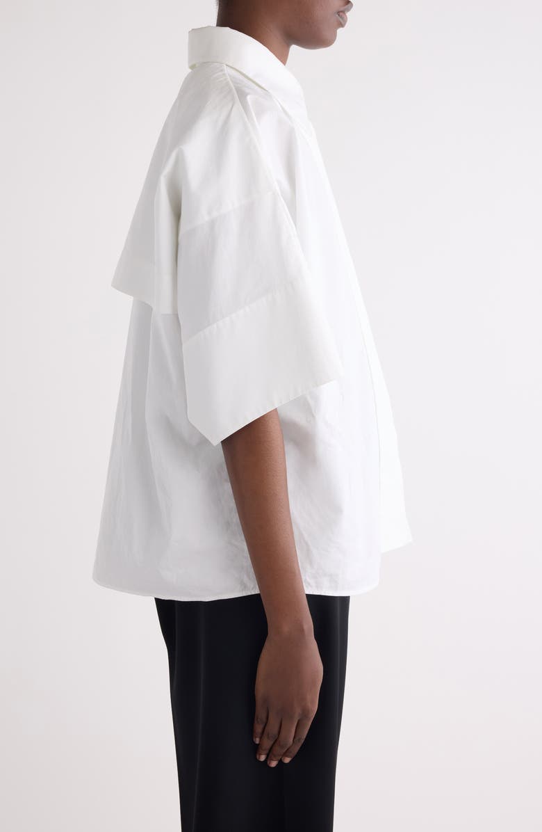 Givenchy Oversize Short Sleeve Cotton Poplin Button-Up Shirt, Alternate, color, White