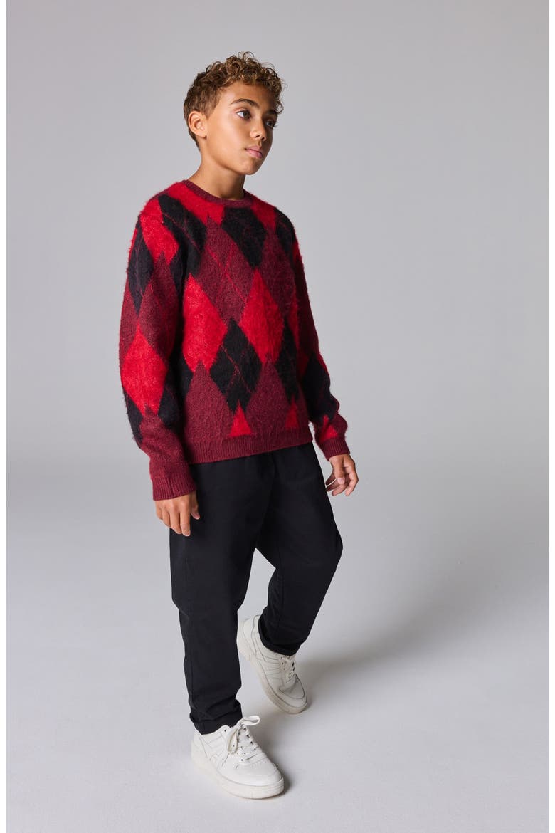 Kids' Argyle Sweater, Alternate, color, RED