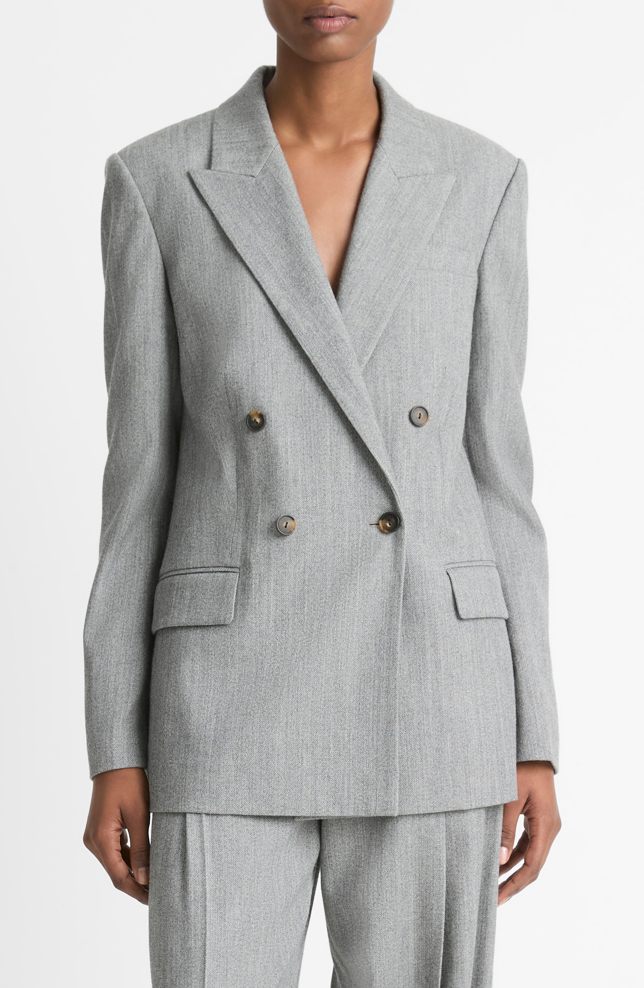 Vince Wool Blend Double Breasted Blazer