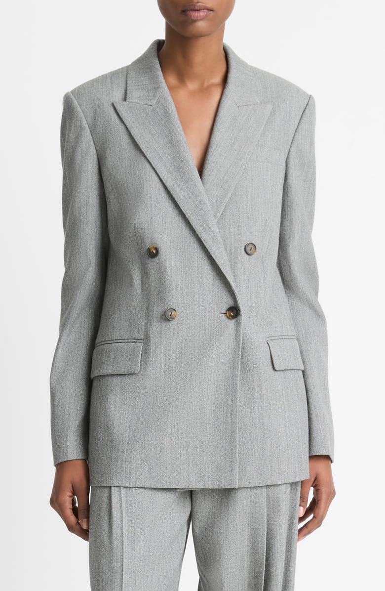 Vince Wool Blend Double Breasted Blazer, Main, color, Dark Stone Grey