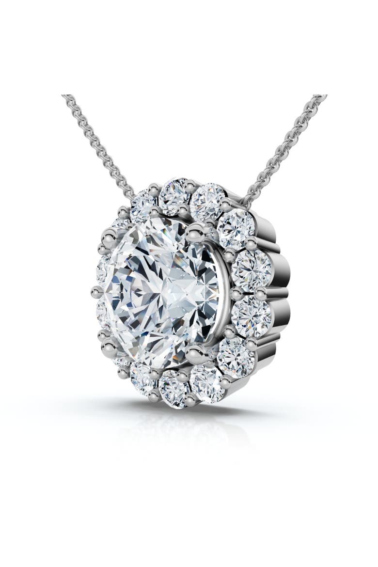 Certified 3 1/2Ct Halo Diamond Pendant Lab Grown 14k Gold Women's Necklace, Alternate, color, White Gold