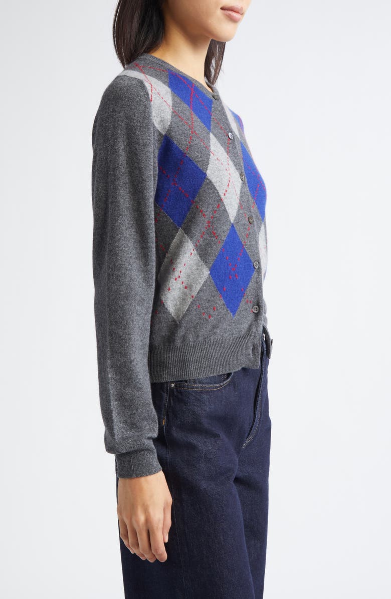 Johnstons of Elgin Clan Argyle Plaid Cashmere Cardigan, Alternate, color, Mid Grey Colourway