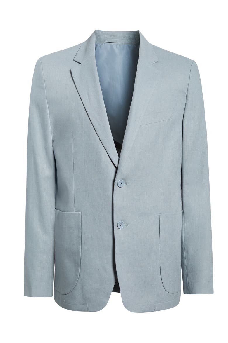 Light Blue Tailored Cotton & Linen Suit Jacket, Main, color, LIGHT BLUE