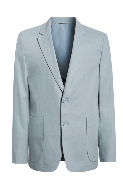 Light Blue Tailored Cotton & Linen Suit Jacket