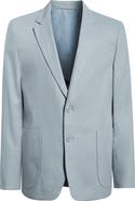 Percival Light Blue Tailored Cotton & Linen Suit Jacket