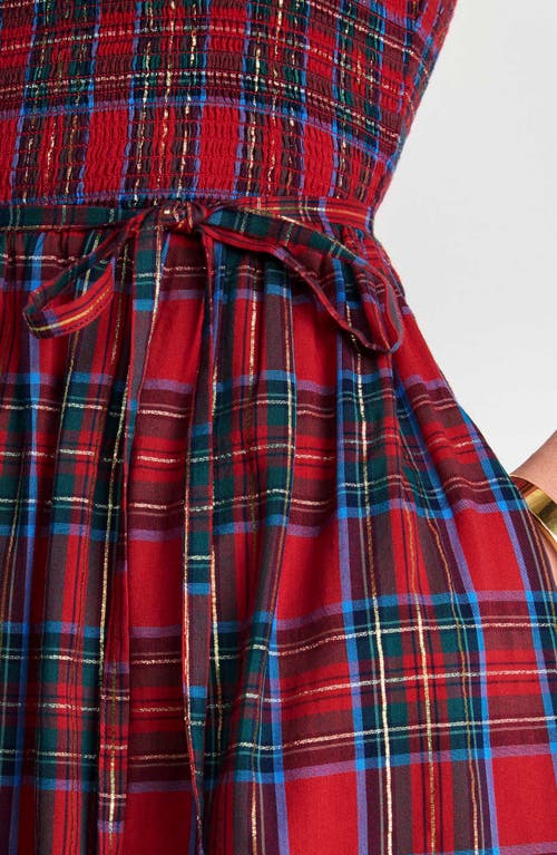 Vineyard Vines Ellen Plaid Puff Sleeve Midi Dress In Multi
