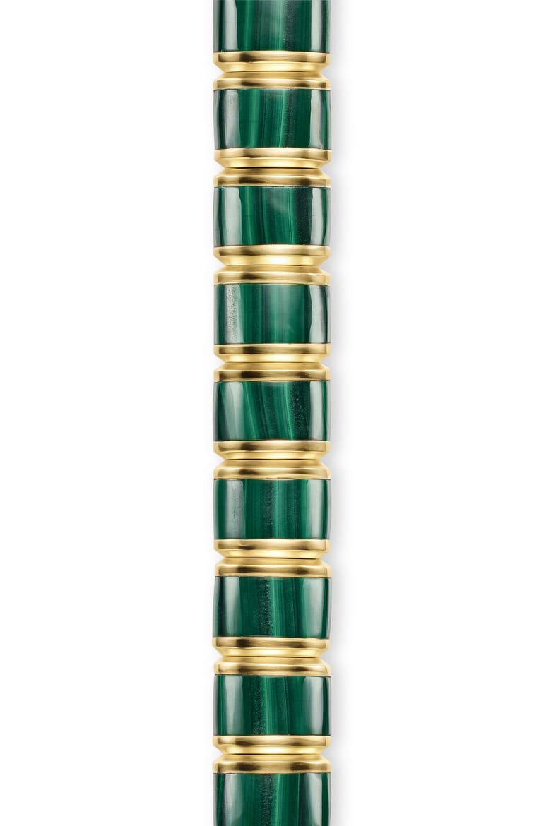 Men's Spiritual Beads Flat Bead Bracelet in 18K Yellow Gold with Lapis, 8mm, Alternate, color, MALACHITE