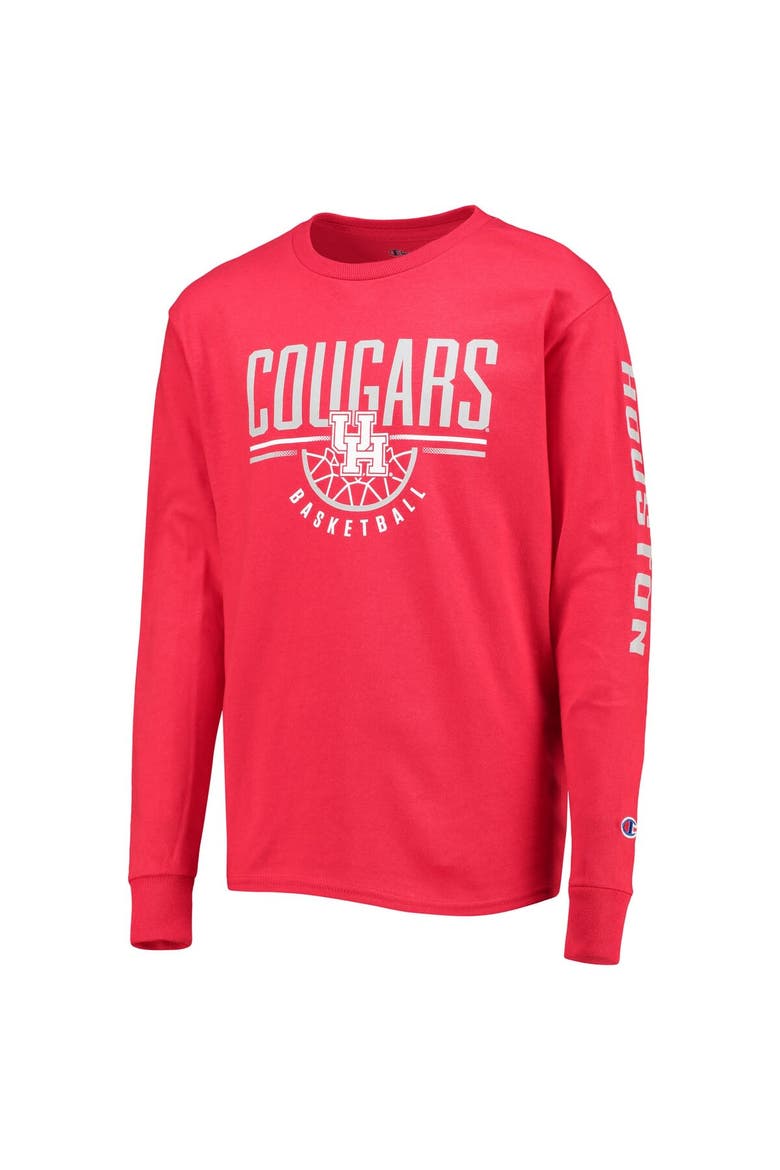 Youth Champion Red Houston Cougars Basketball Long Sleeve T-Shirt, Alternate, color, Red