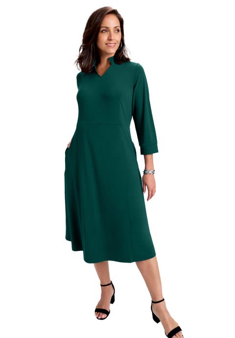V-Neck Midi Dress (Plus Available)