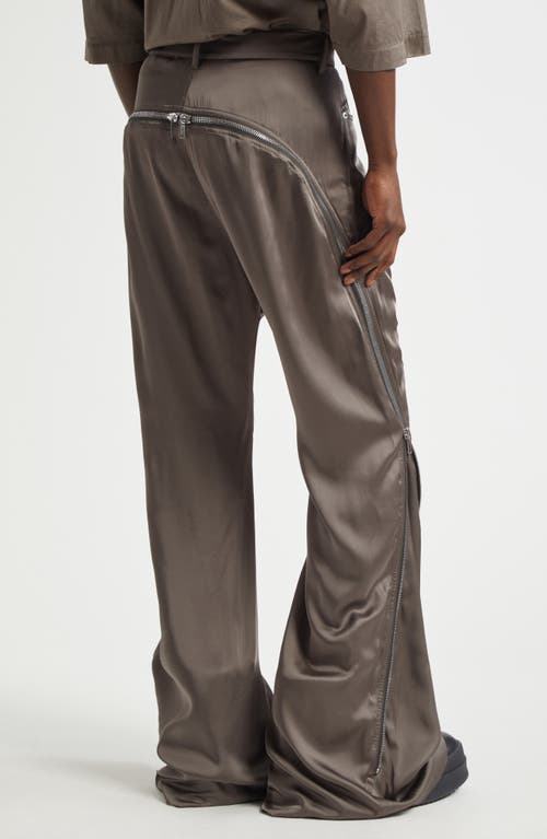 Rick Owens Bolan Banana Zip Satin Pants In Dust