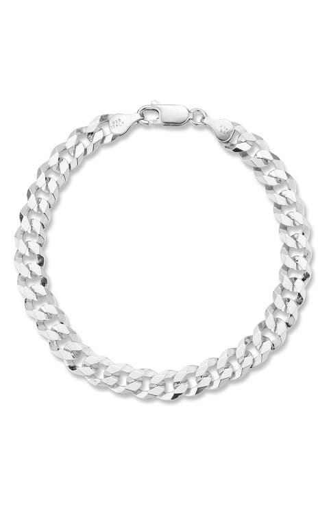 Men's Sterling Silver 7mm Curb Chain Bracelet