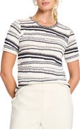NIC+ZOE Shoreline Mix Stripe Short Sleeve Sweater