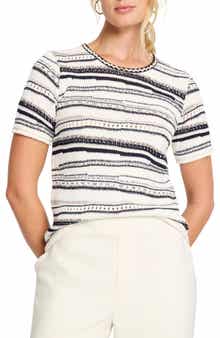 NIC+ZOE Shoreline Mix Stripe Short Sleeve Sweater