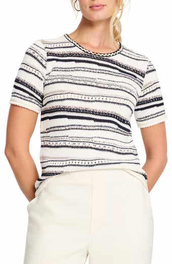 NIC+ZOE Shoreline Mix Stripe Short Sleeve Sweater