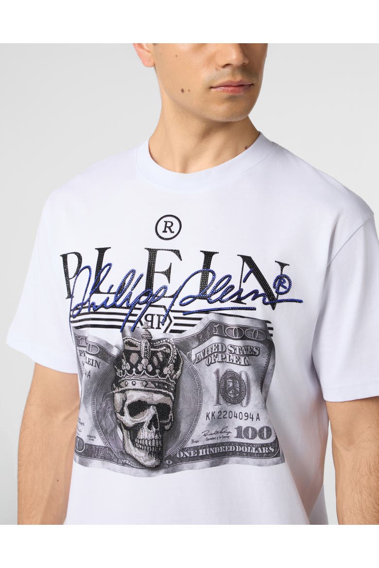 Round Neck T-Shirt Dollar Signature Men, Alternate, color, white