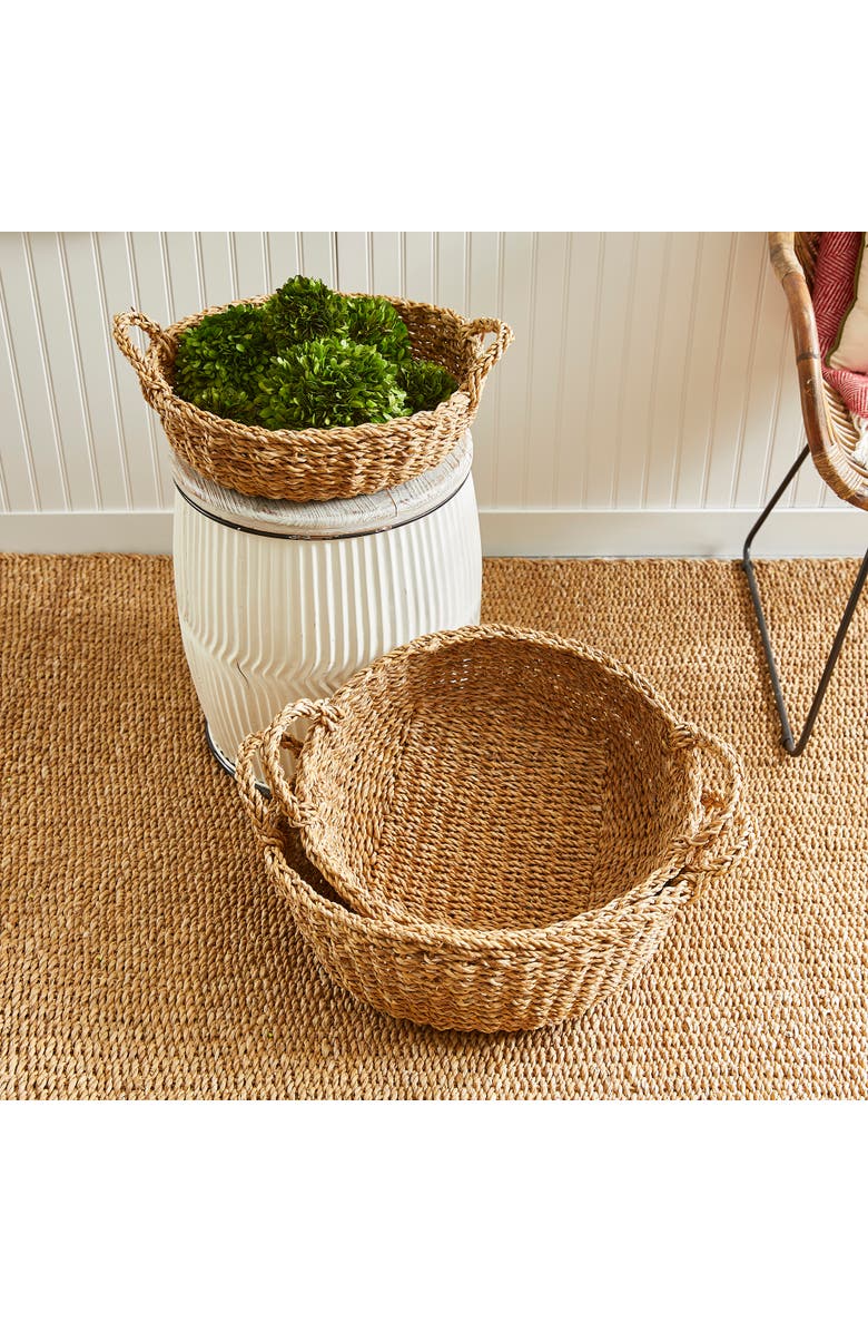 Napa Home & Garden Seagrass Shallow Baskets With Handles Set of 3, Alternate, color, Beige