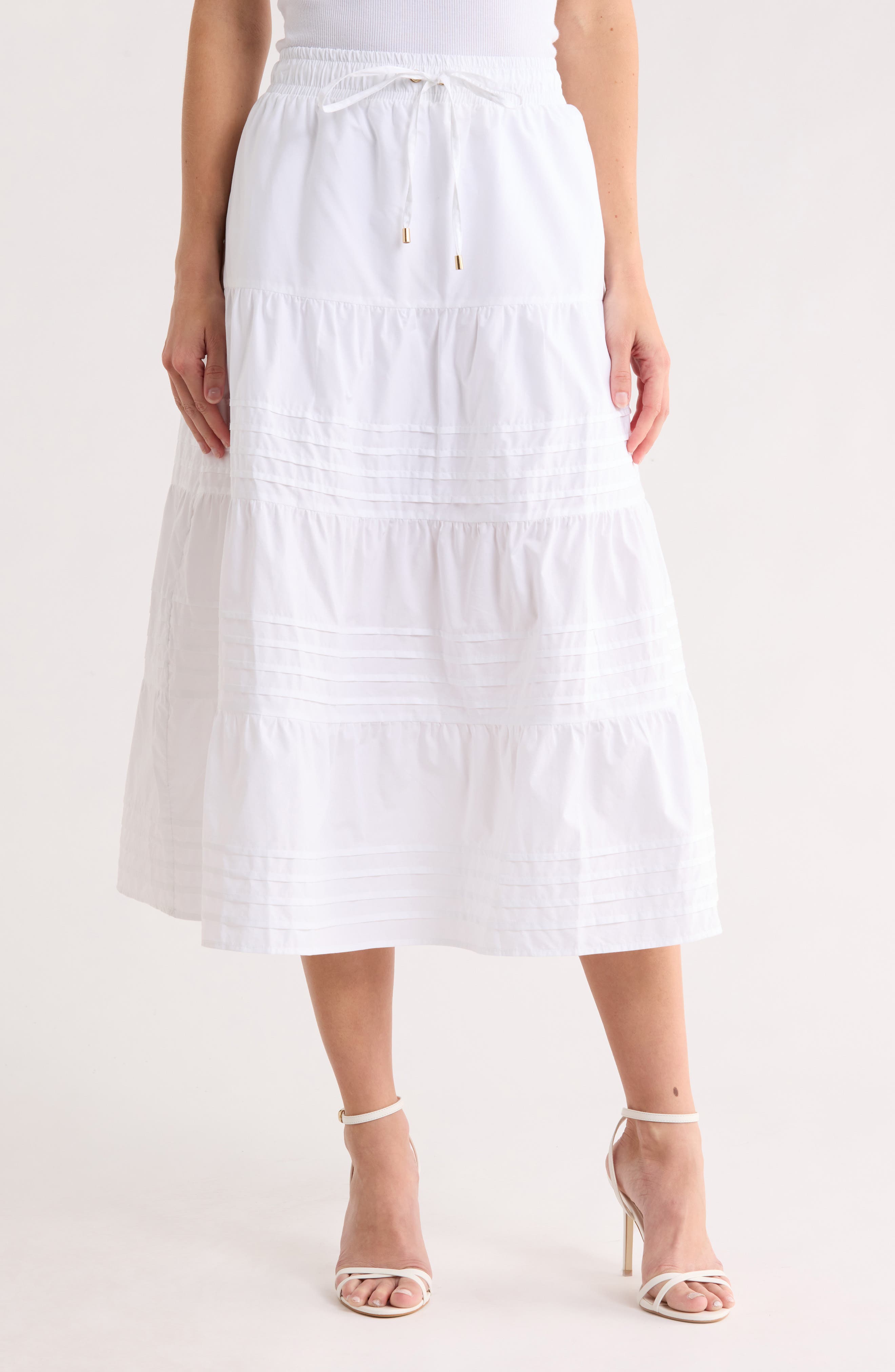 Pleated Tiered Cotton Pull-On Skirt - image 3