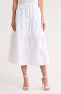 Ellen Tracy Pleated Tiered Cotton Pull-On Skirt