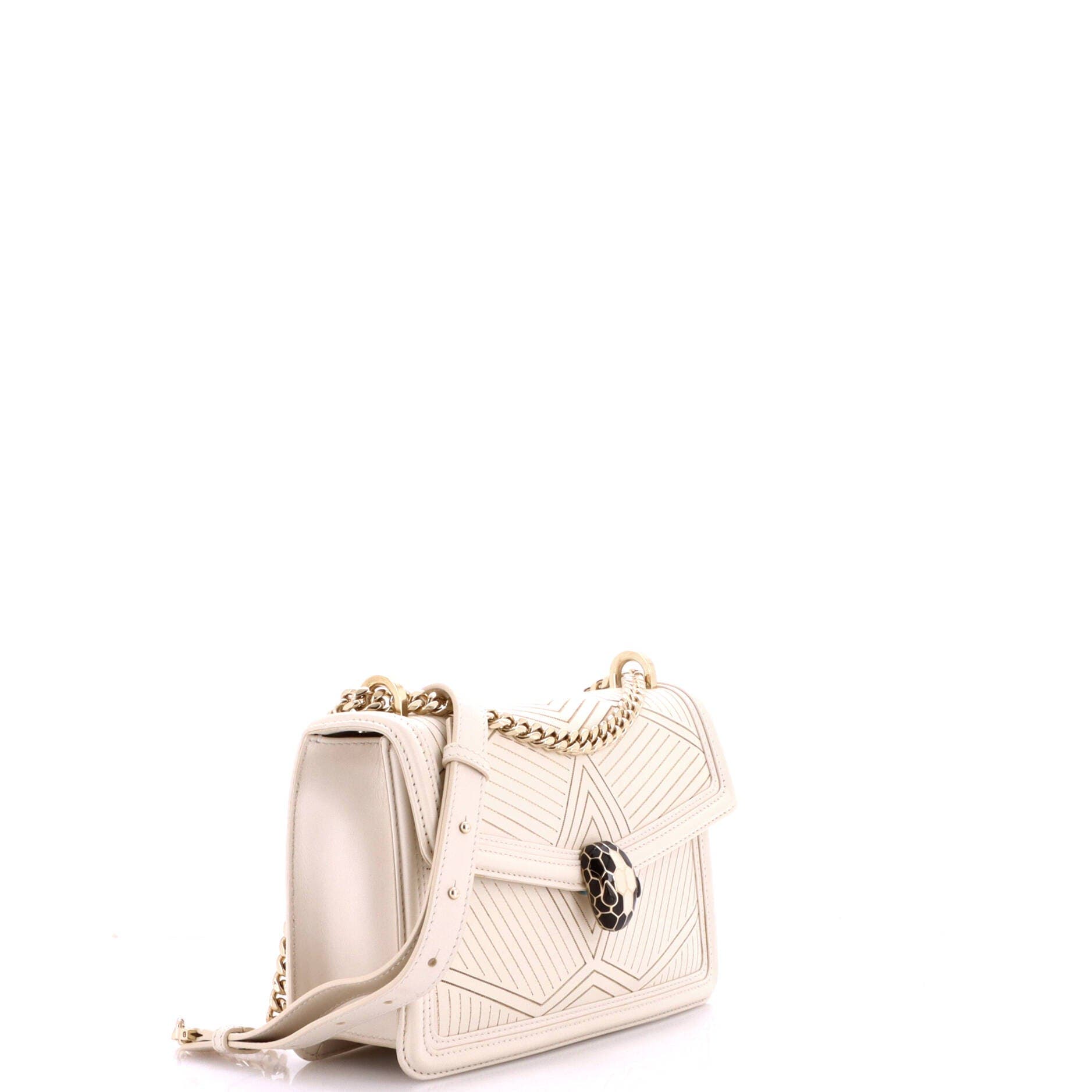 Serpenti Diamond Blast Shoulder Bag Quilted Leather Small, Alternate, color, White