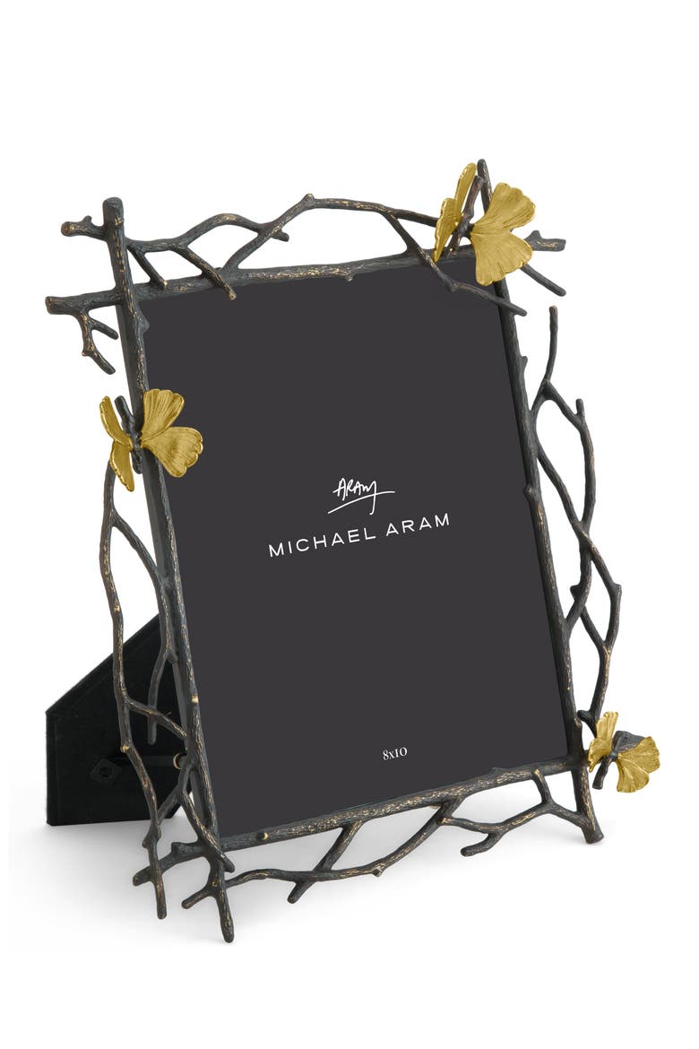 Butterfly Ginkgo 8 x 10-Inch Picture Frame, Alternate, color, BLACK/ GOLD