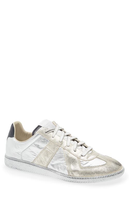 Maison Margiela Gold-tone Paneled Sneakers With Lace-up Fastening In White