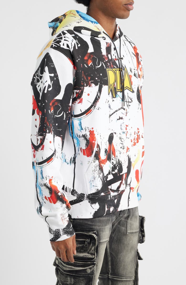RtA Dion Graffiti Logo Graphic Hoodie, Alternate, color, White Graffiti