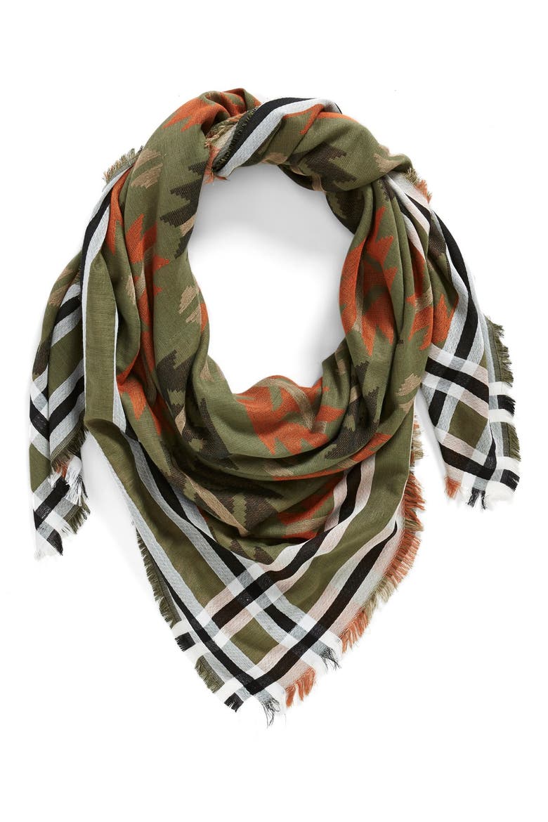 Southwestern Scarf, Alternate, color, HUNTER GREEN MULTI