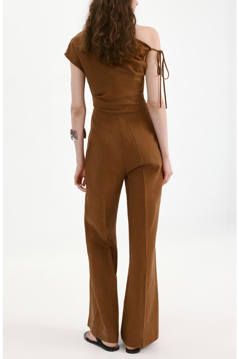 One-Shoulder Jumpsuit, Alternate, color, TOBACCO BROWN