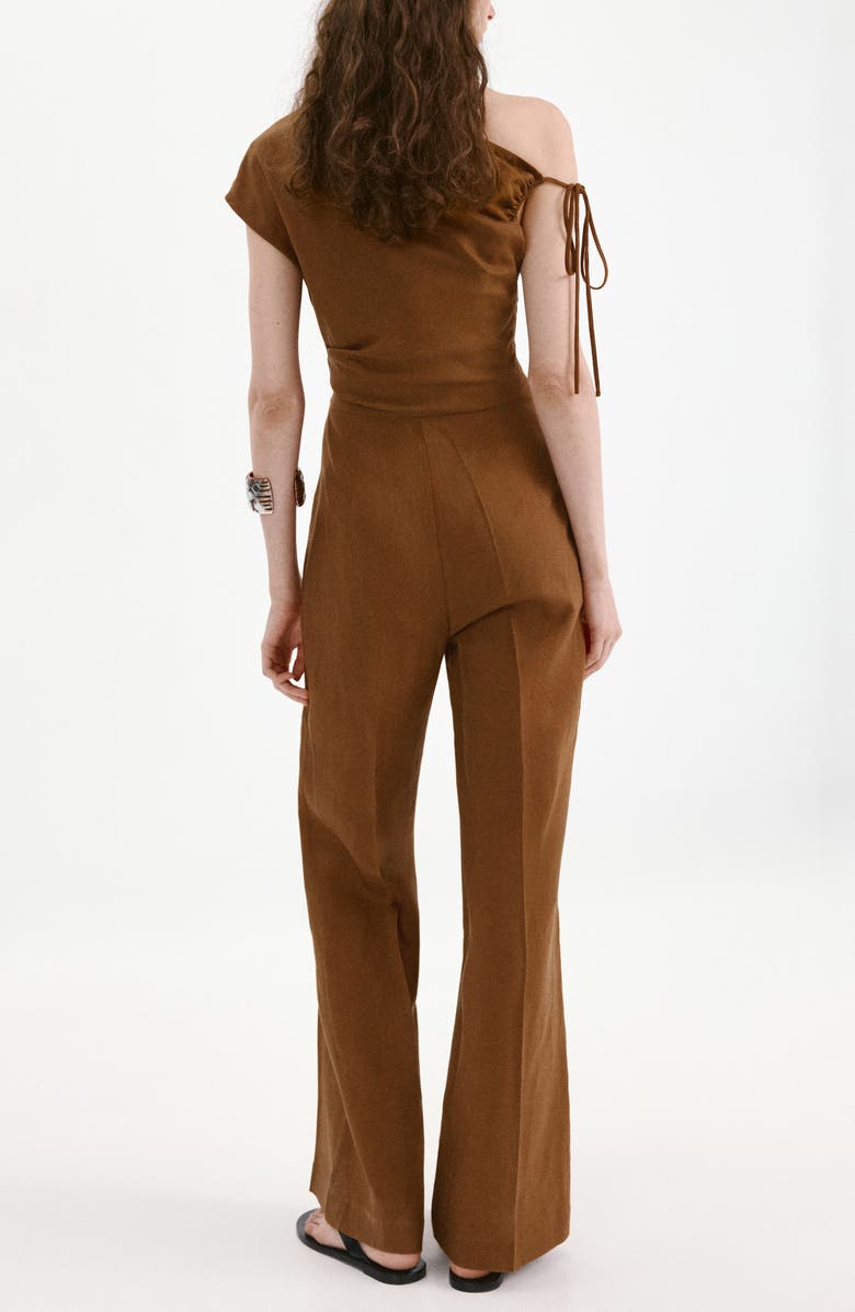 MANGO One-Shoulder Jumpsuit, Alternate, color, Tobacco Brown