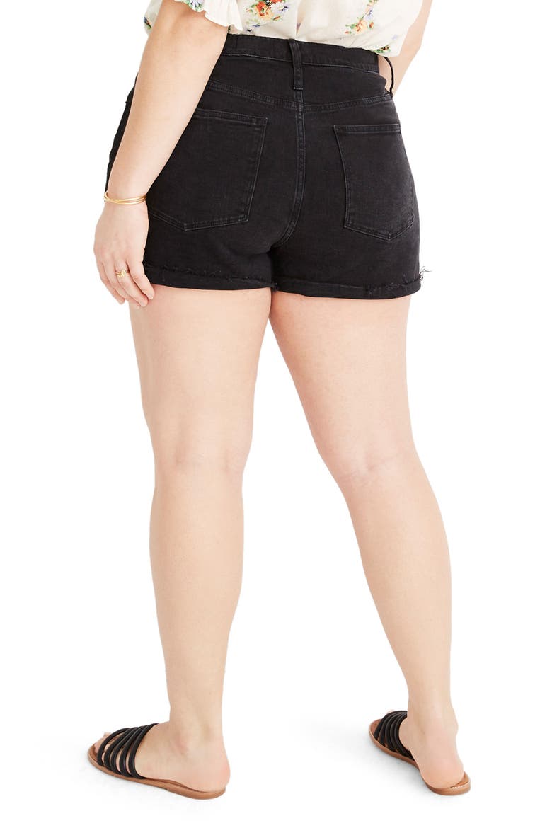 Button Front High Waist Shorts, Alternate, color, BLACK FROST