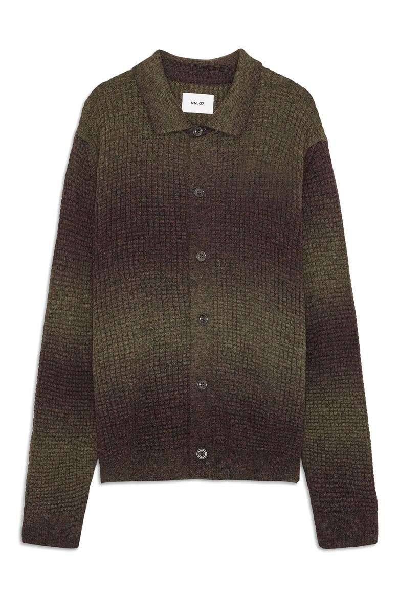 Thor Gradient Bubble Stitch Cardigan, Alternate, color, DARK ARMY