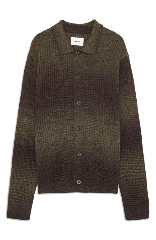 Nn07 Thor Gradient Bubble Stitch Cardigan In Brown