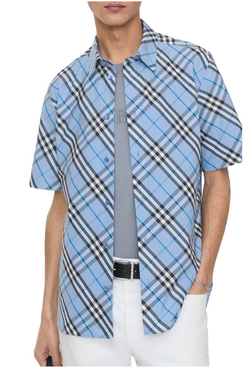 Classic Fit Check Cotton Shirt, Main, color, Cornflower blue