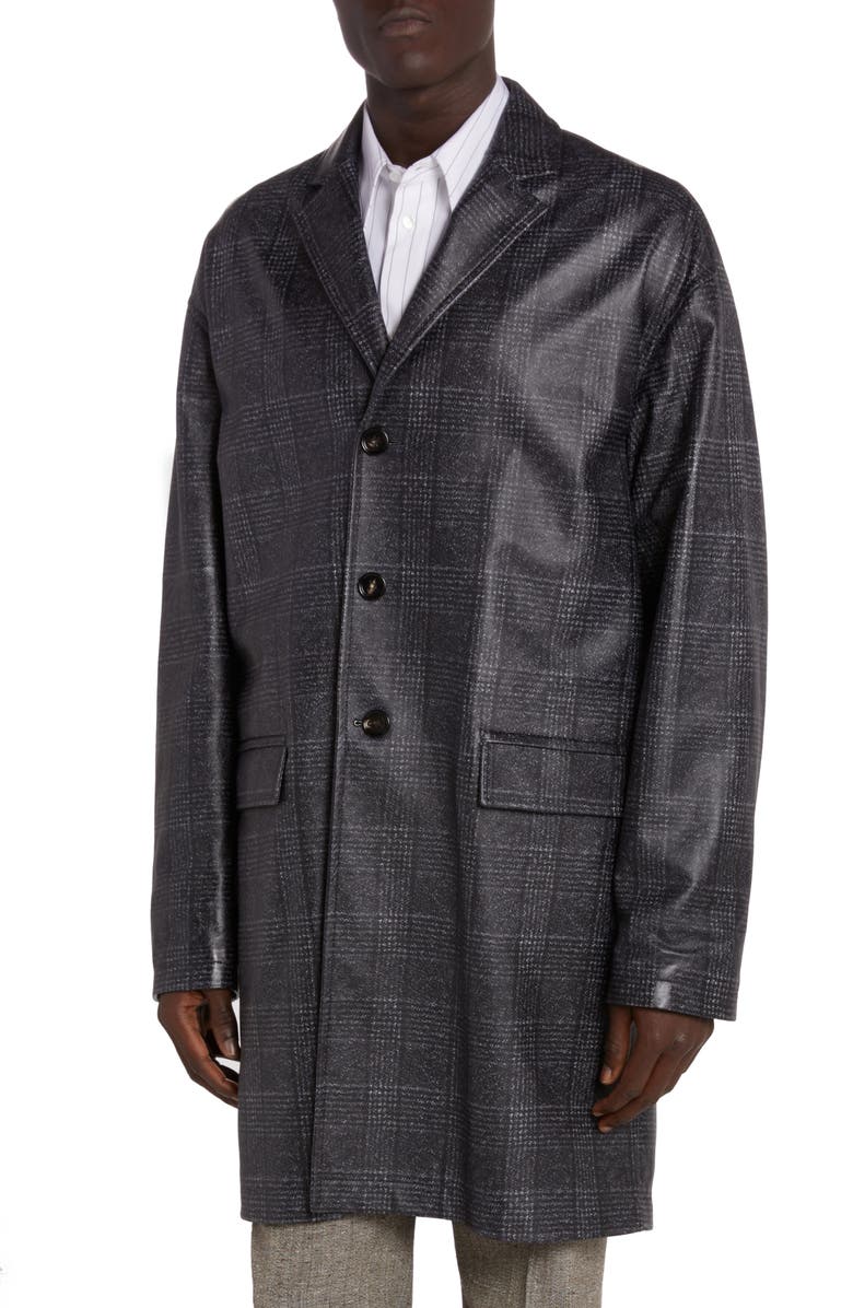 Bottega Veneta Glen Plaid Print Leather Jacket, Alternate, color, 