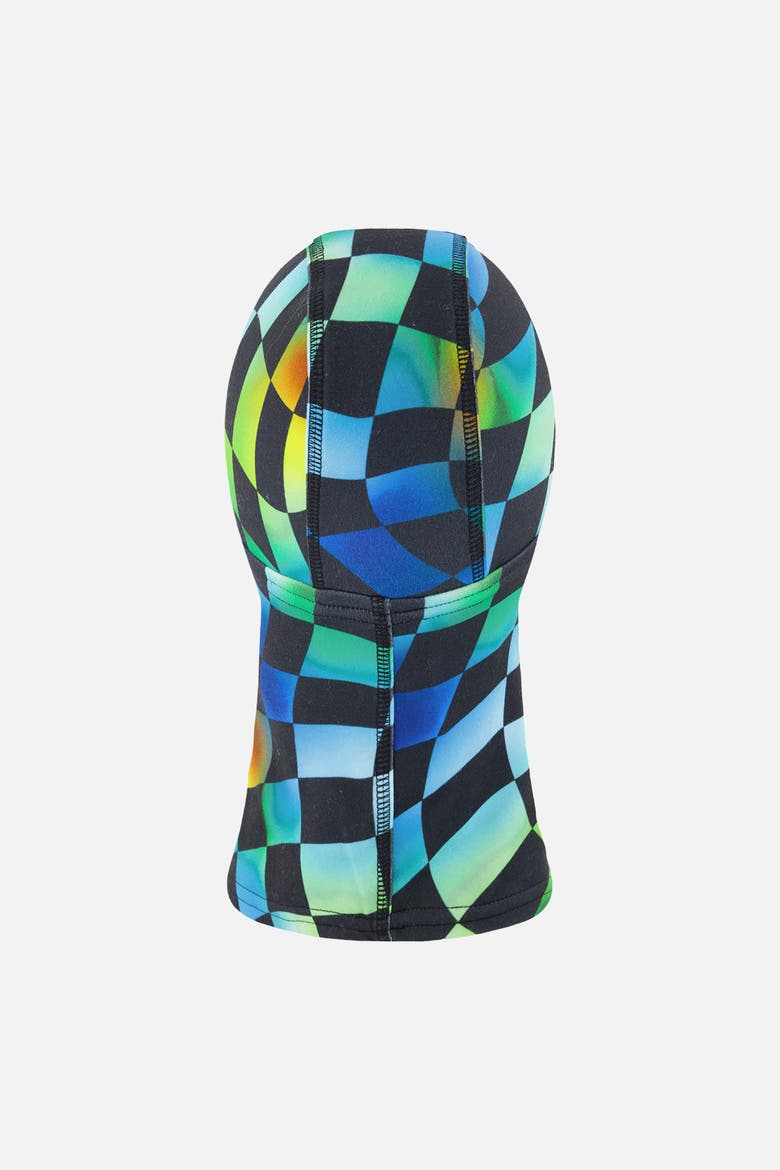 Checkered Brushed Jersey Reflective Stretch Balaclava, Alternate, color, Blue Checkered Print
