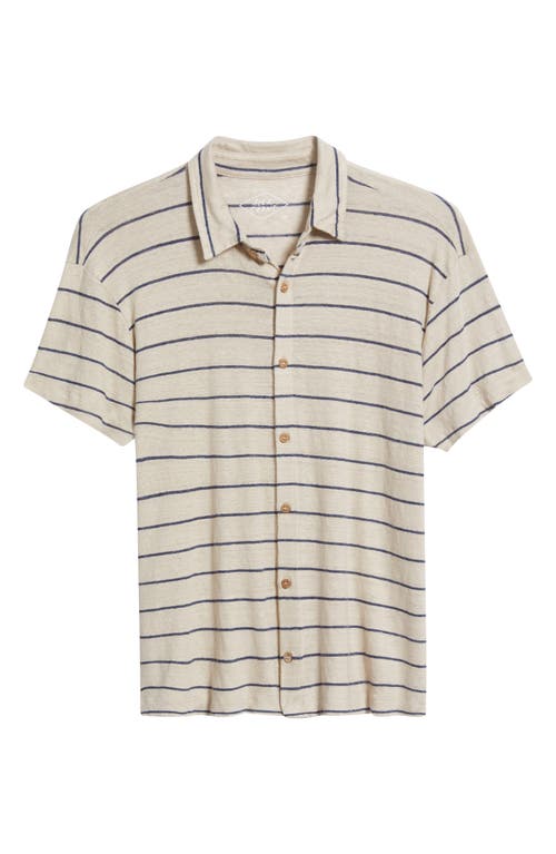 Alex Crane Ola Linen Knit Short Sleeve Button-up In Rio