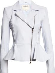 L'AGENCE Lyric Peplum Leather Biker Jacket