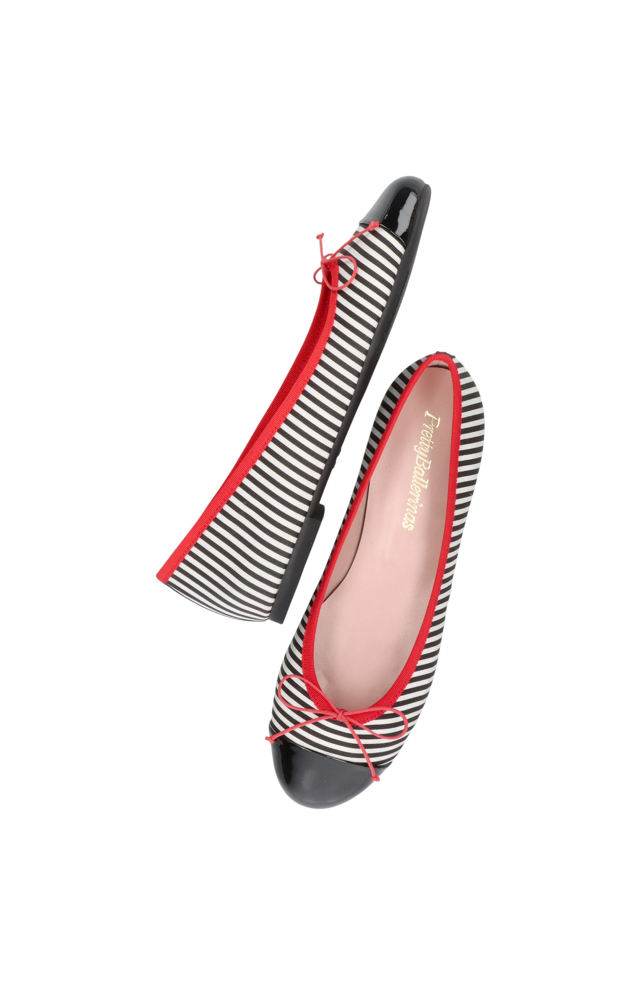 Round Toe Toecap Textile Ballet Flat, Alternate, color, Blue Stripes