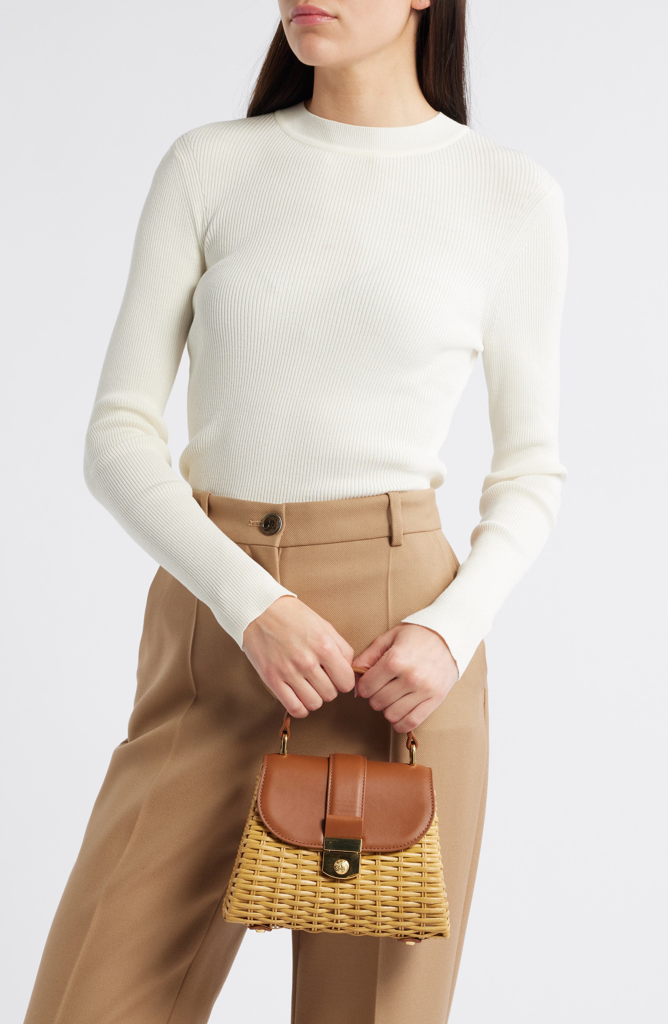 Veronica Beard Small Wicker Avenue Crossbody Bag, Alternate, color, 