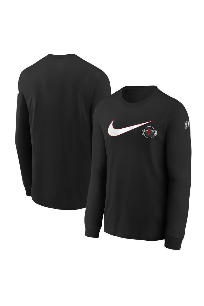 Youth Nike Black Houston Rockets Swoosh Long Sleeve T-Shirt, Alternate, color, Black