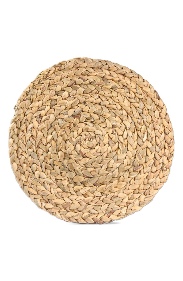 tag Braided Water Hyacinth Round Placemat Natural Wipe Clean, Main, color, Beige