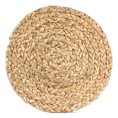 Braided Water Hyacinth Round Placemat Natural Wipe Clean