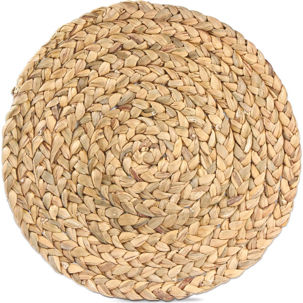 Tag Braided Water Hyacinth Round Placemat Natural Wipe Clean In Neutral