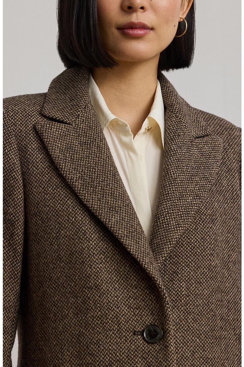 Glen Check Wool Blend Coat, Alternate, color, BROWN BROKEN TWILL