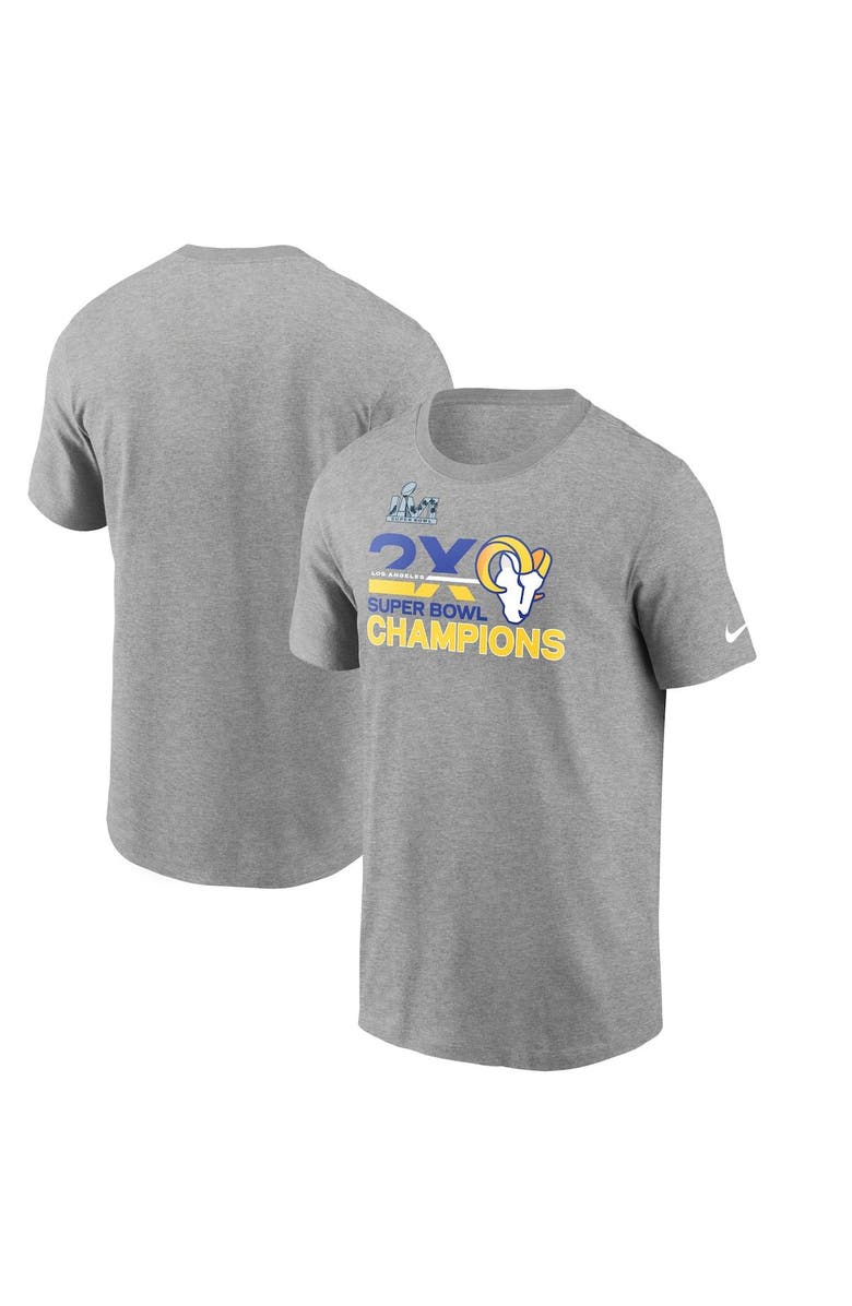 Nike Men's Nike Heathered Gray Los Angeles Rams 2-Time Super Bowl Champions T-Shirt, Main, color, 