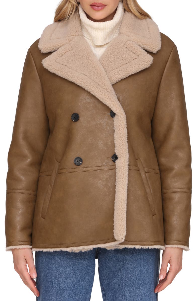 Avec Les Filles Faux Shearling Coat, Alternate, color, Artichoke