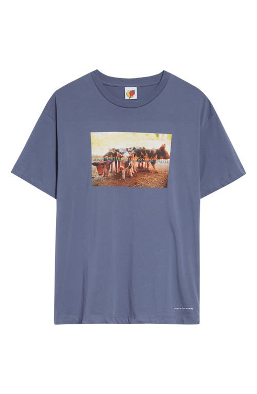 Sky High Farm Workwear Gender Inclusive Pigs Farm Regenerative Cotton Graphic T-shirt In Blue