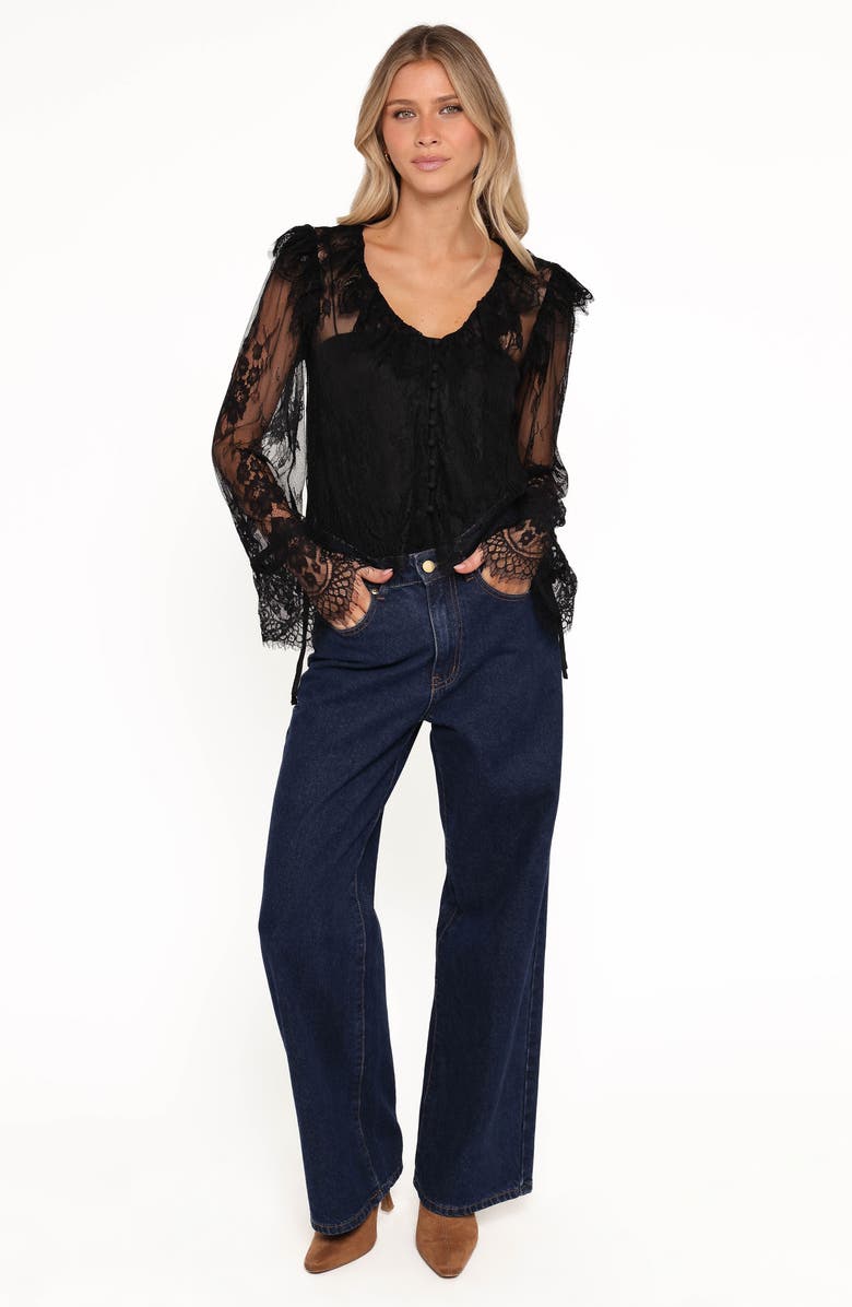 Petal & Pup Yeva Ruffle & Lace Top, Alternate, color, Black